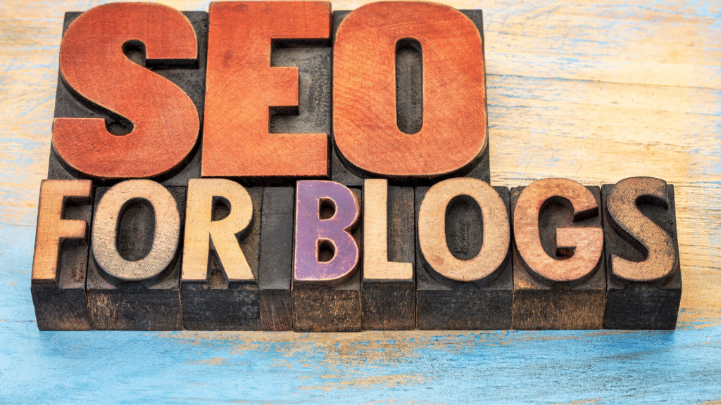 SEO For Blogs in blocks in red.