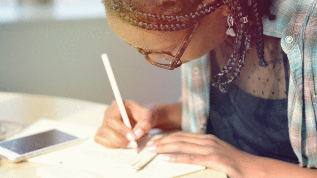 Someone in a flow journaling.